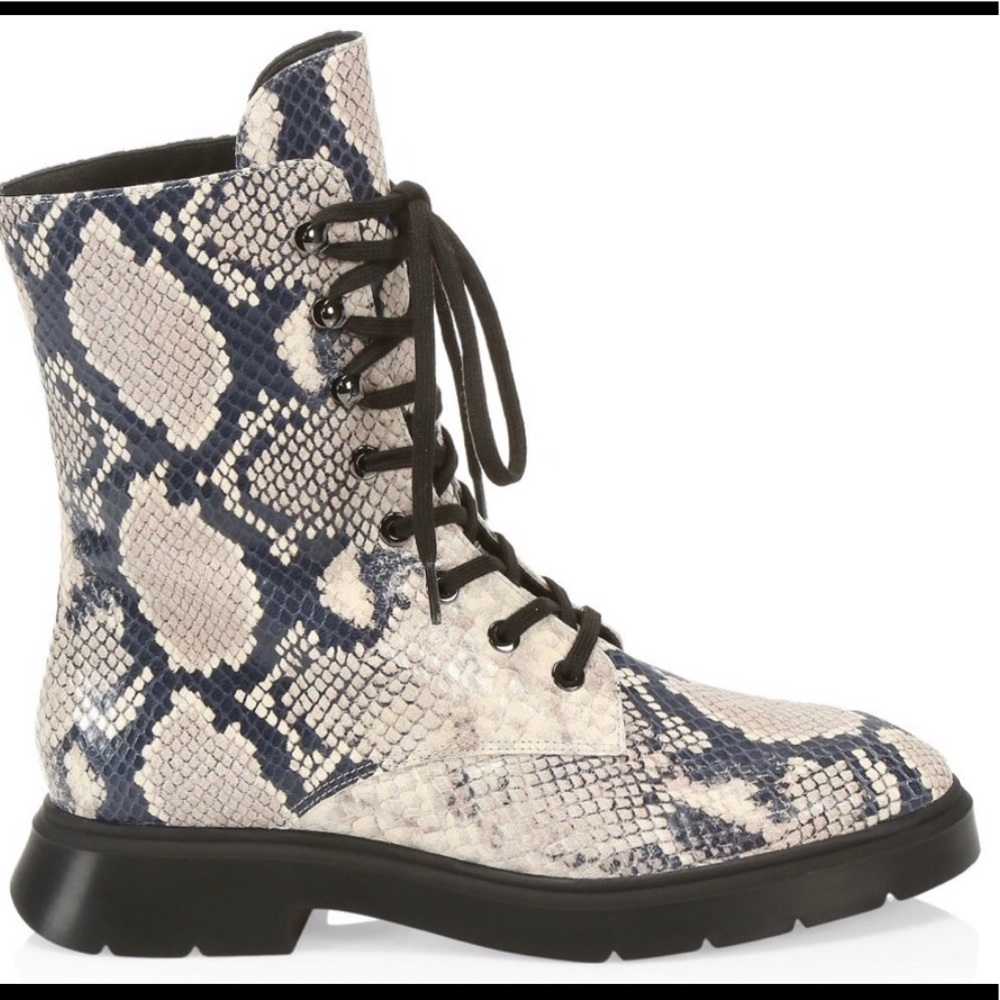 Stuart Weitzman McKenzee Snakeskin Combat Boots